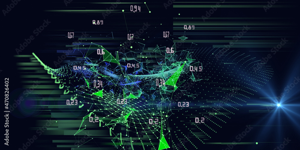 Abstract technology background with polygonal grid analyze and light star. Analytics algorithms data. Quantum cryptography concept. Big data. Banner for business, science and technology. Abstract technology background with polygonal grid analyze and light star. Analytics algorithms data. Quantum cryptography concept. Big data. Banner for business, science and technology.