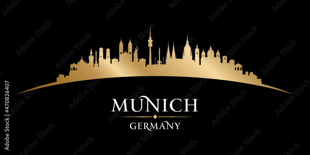 Munich Germany city silhouette black background