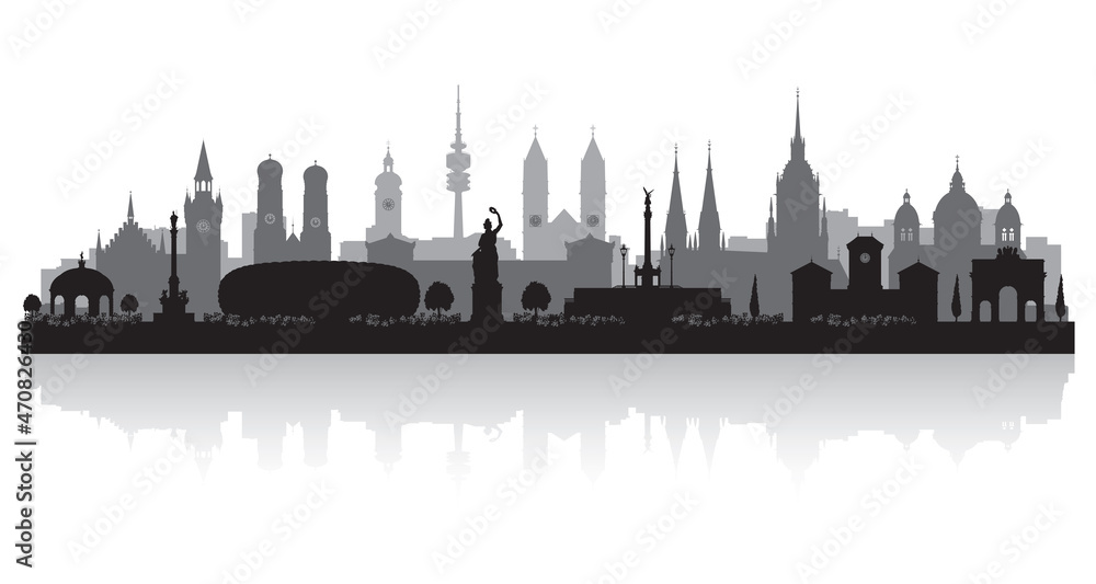 Obraz premium Munich Germany city skyline silhouette
