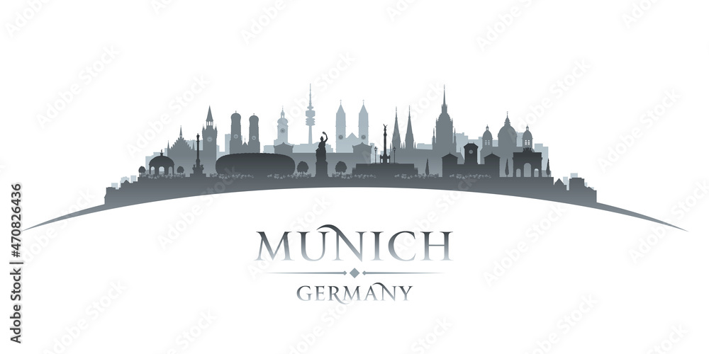 Munich Germany city silhouette white background