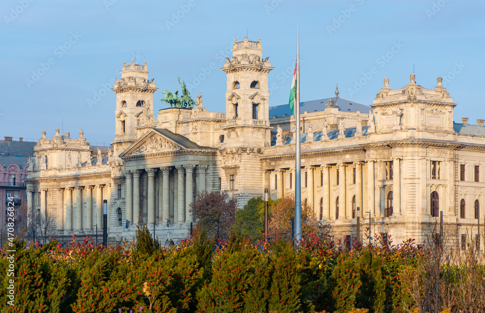 Hungary, ethnographic museum in Budapest, city autumn landscape