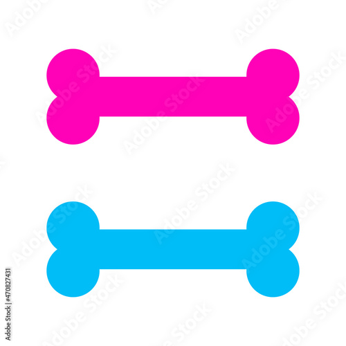 Pink and blue dog bone on a white background. Isolated vector illustration and clipart.