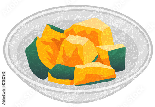 かぼちゃの煮物　手描き風