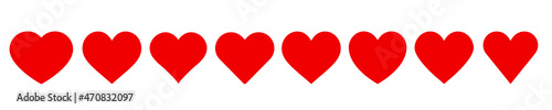 Red heart icons set. Love sign. Stock Vector.