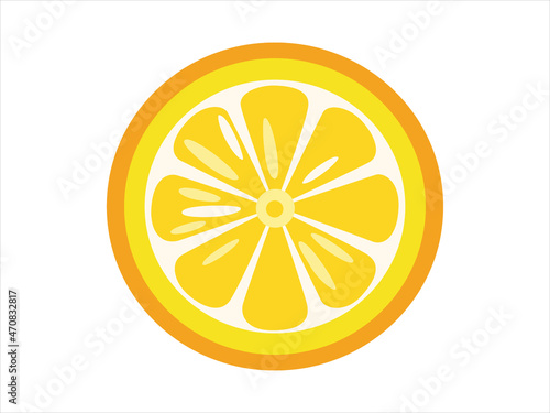 Slice of Orange in the section. Vector flat fruit illustration