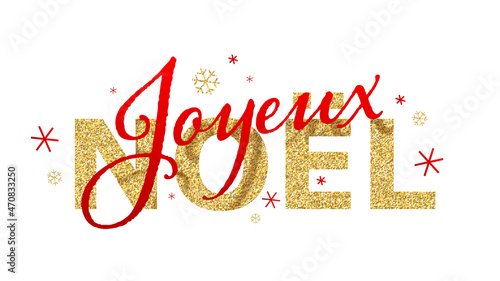 Bannière rouge vecteur JOYEUX NOËL avec des paillettes dorées