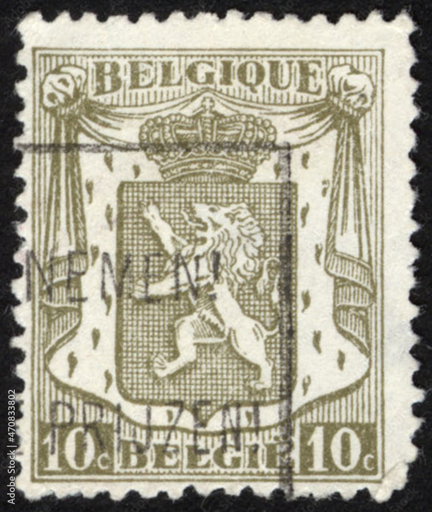 Postage stamps of the Belgium. Stamp printed in the Belgium. Stamp printed by Belgium.