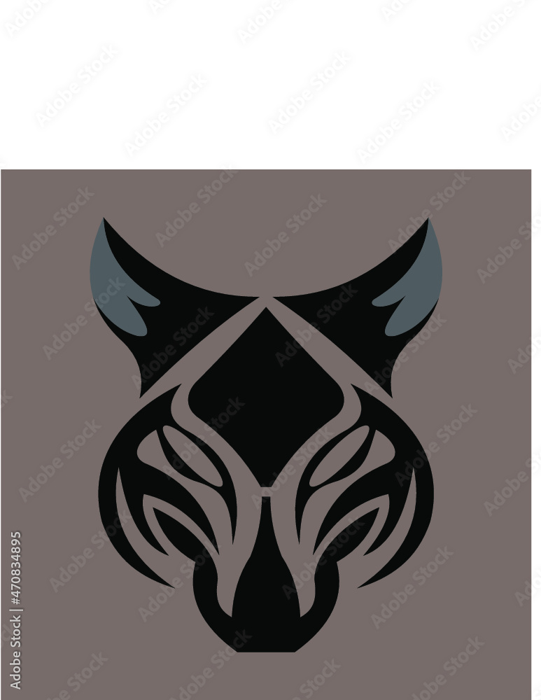 black and brown cat head logo