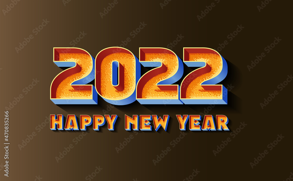 Happy New Year 2022 Wishing Celebration 3D Emboss Script Text Lettering Celebrate Festival Premium Modern Minimal Alphabet Numeric Letters Editable Vector File