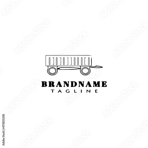 cute tractor logo cartoon icon design template black isolated vector illustration