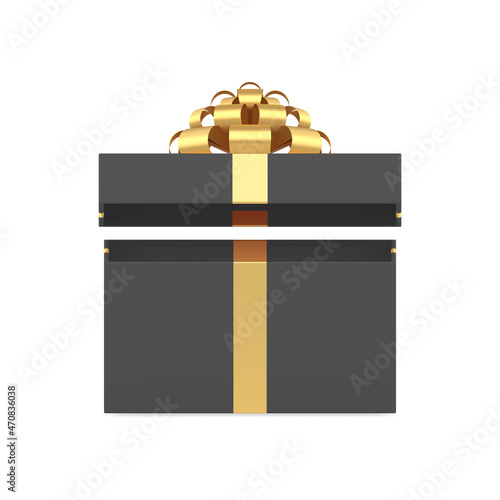 Expensive stylish black rectangle gift box with open cap realistic isometric 3d vector illustration