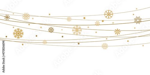 snow flakes on strings background for christmas time