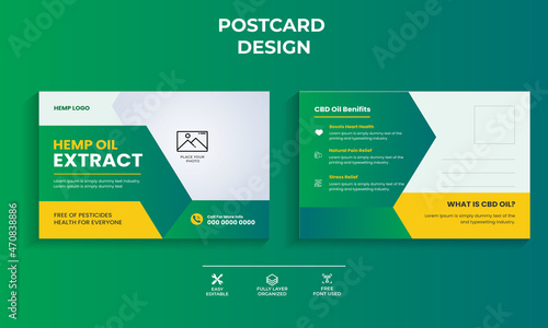 Hemp or Cbd Oil Product Postcard Template