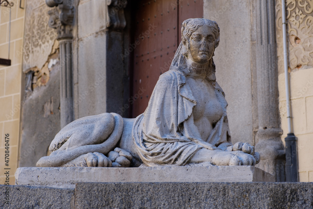 Sculpture of a mermaid in Segovia, Spain