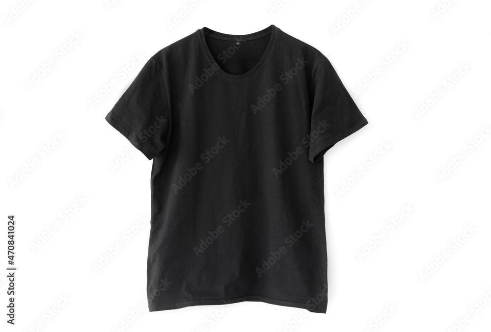 Black tee shirt mockup isolated on white background Black tee shirt mockup isolated on white background