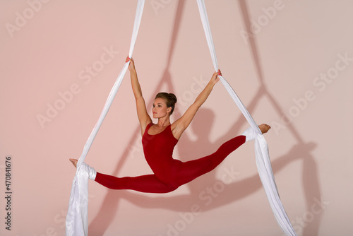 Aerial dancer in red