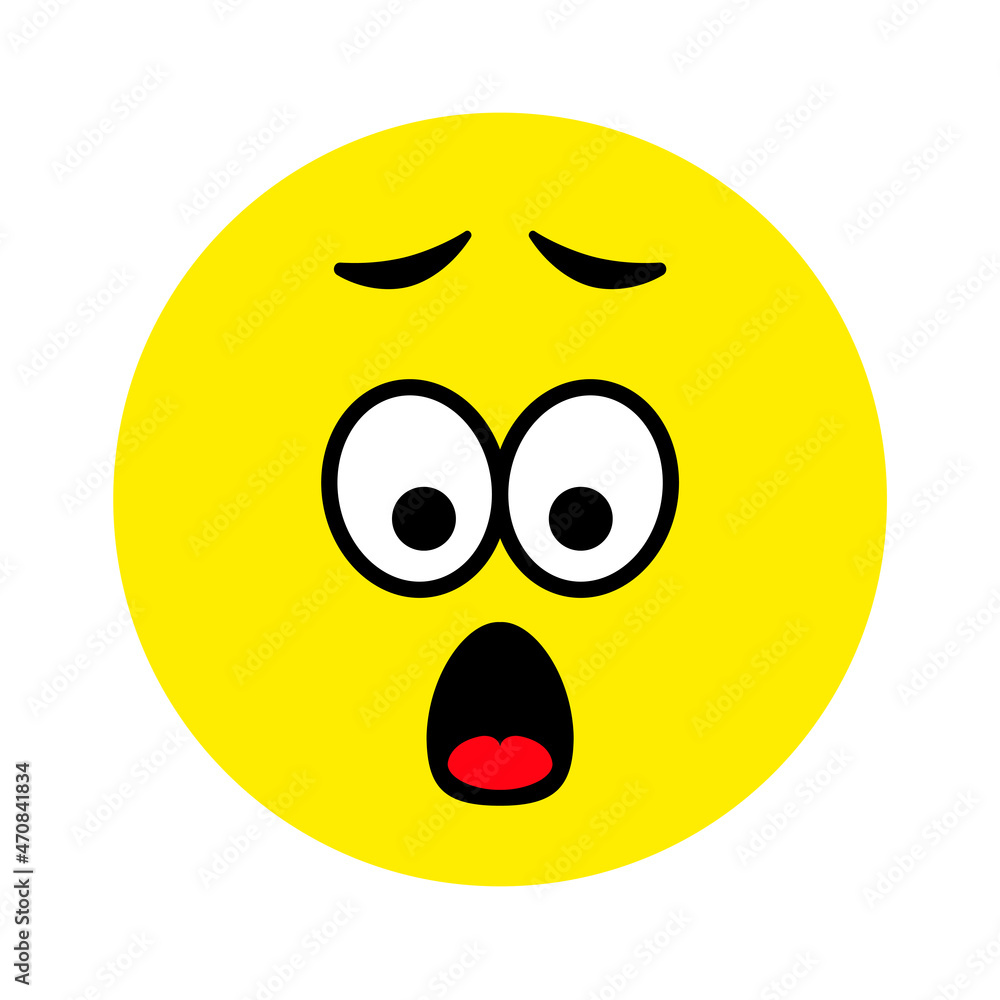Sad surprised face. Emoji icon vector. Emoticon sign. Negative emotions. Vector illustration. Sad surprised face. Emoji icon vector. Emoticon sign. Negative emotions. Vector illustration.