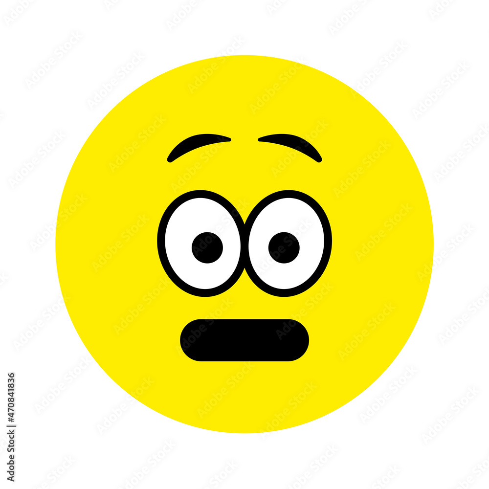 Sad surprised face. Emoji icon vector. Emoticon sign. Negative emotions. Vector illustration. Sad surprised face. Emoji icon vector. Emoticon sign. Negative emotions. Vector illustration.