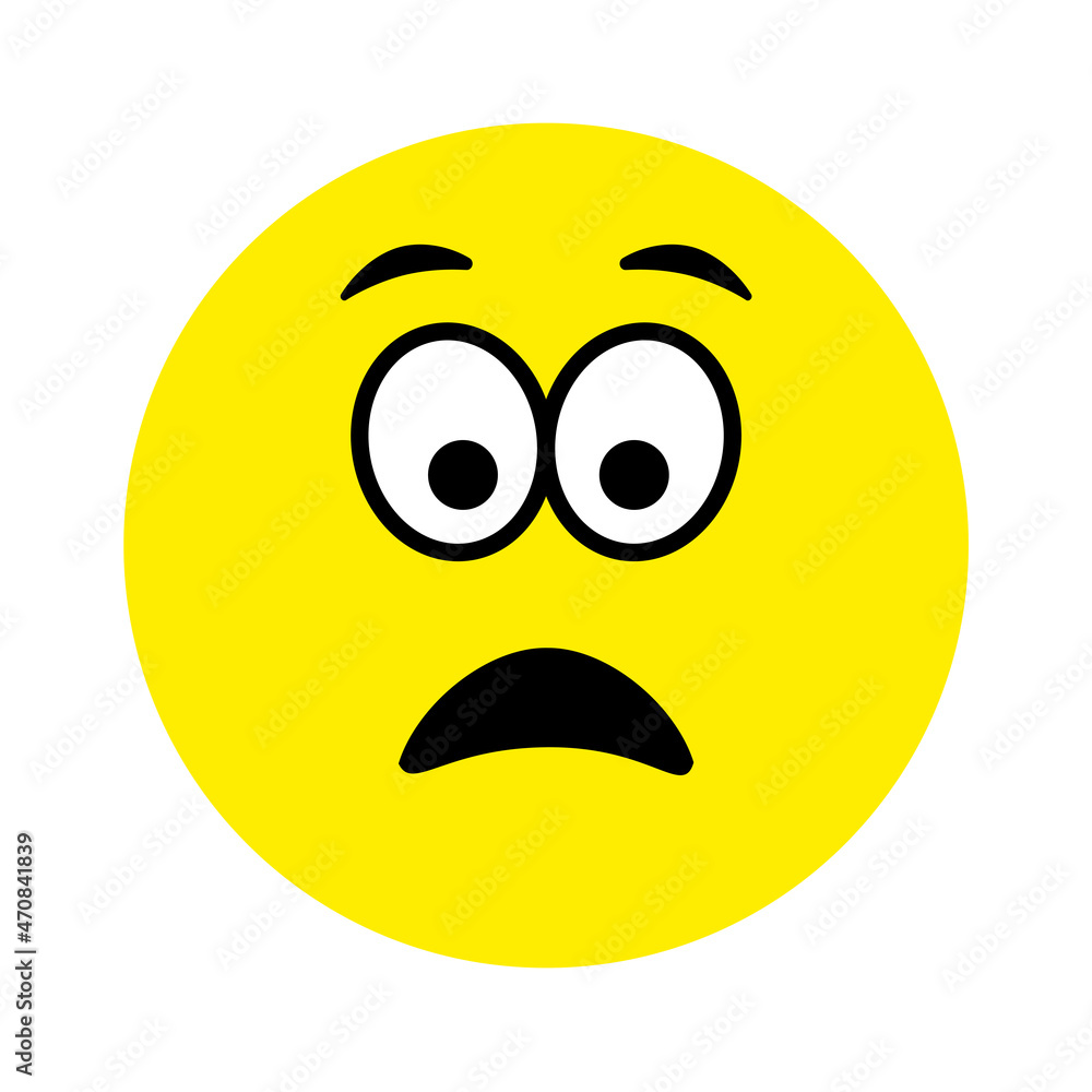 Sad surprised face. Emoji icon vector. Emoticon sign. Negative emotions. Vector illustration. Sad surprised face. Emoji icon vector. Emoticon sign. Negative emotions. Vector illustration.