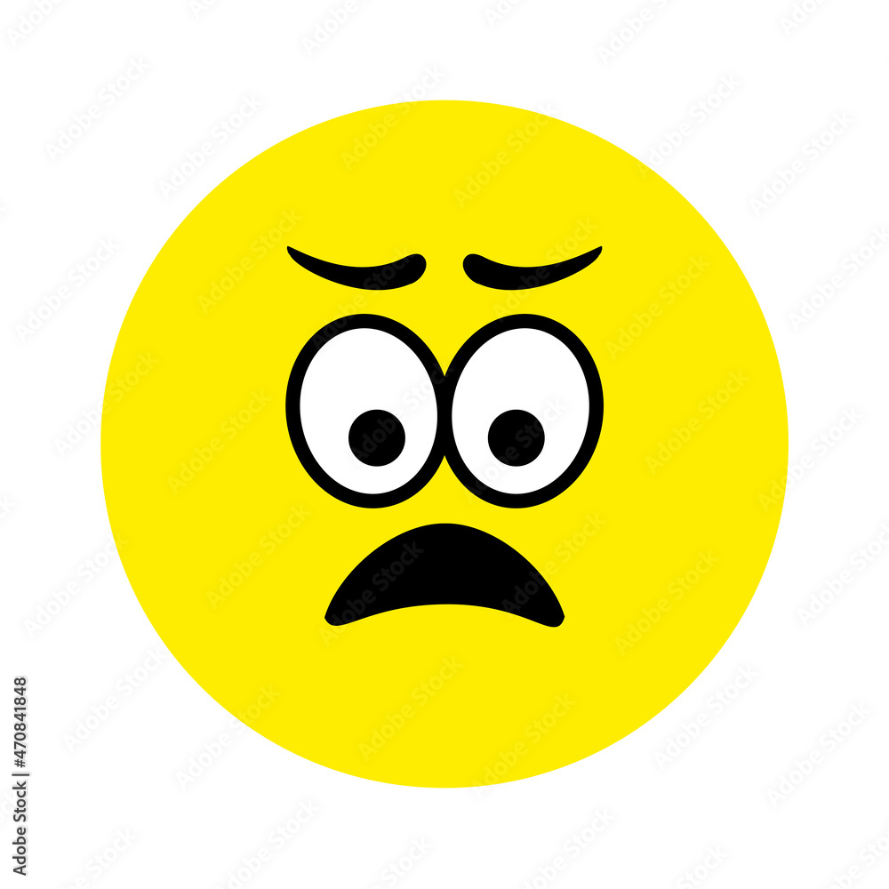 Fototapeta premium Sad surprised face. Emoji icon vector. Emoticon sign. Negative emotions. Vector illustration.