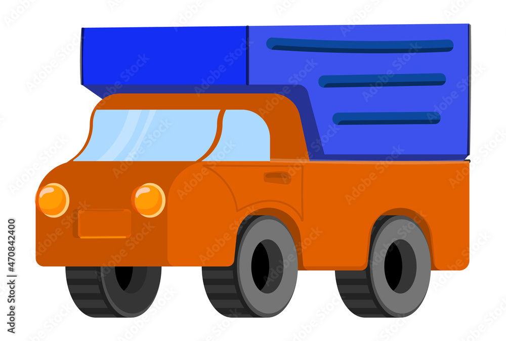 Cartoon truck icon. Lorry van. Plastic toy car