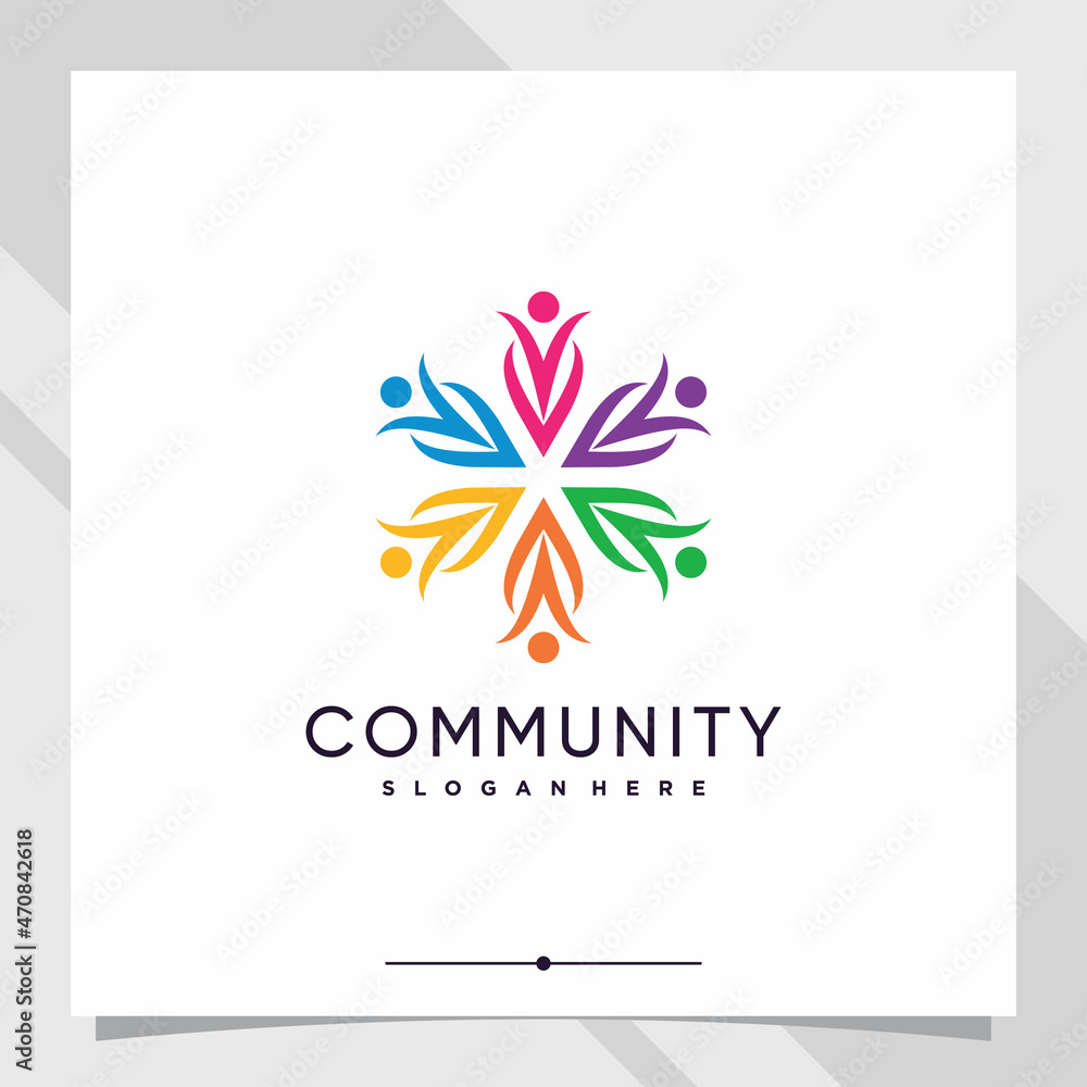 Community logo design template with creative concept part five