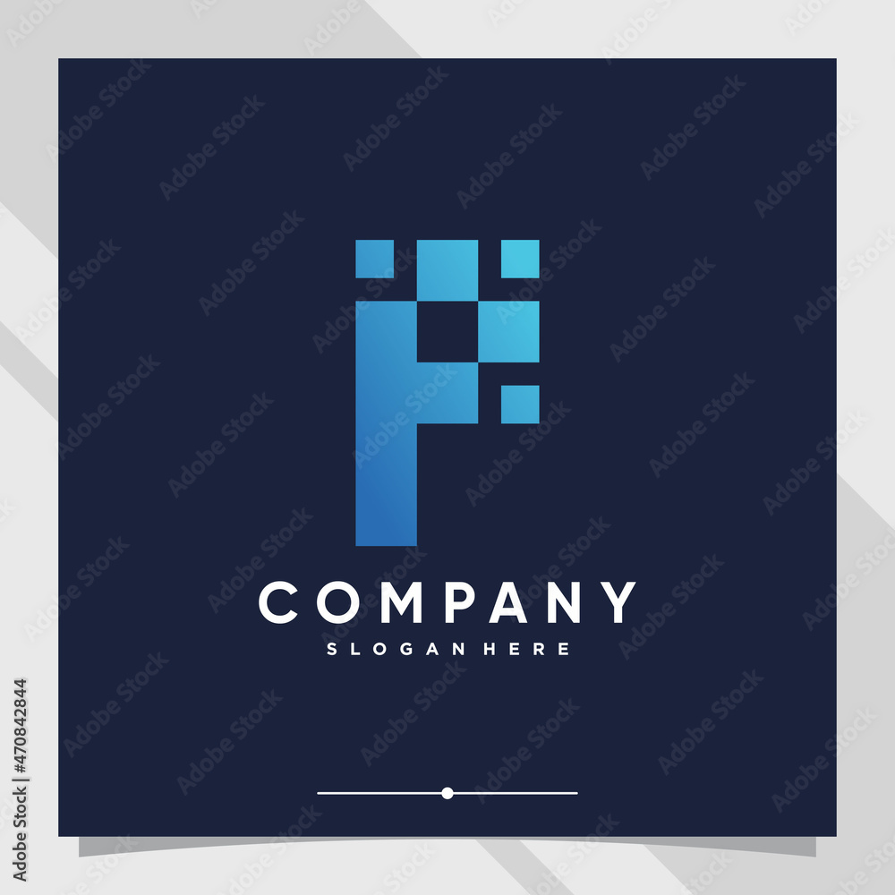 Obraz premium Creative monogram logo design initial letter P with unique concept part four