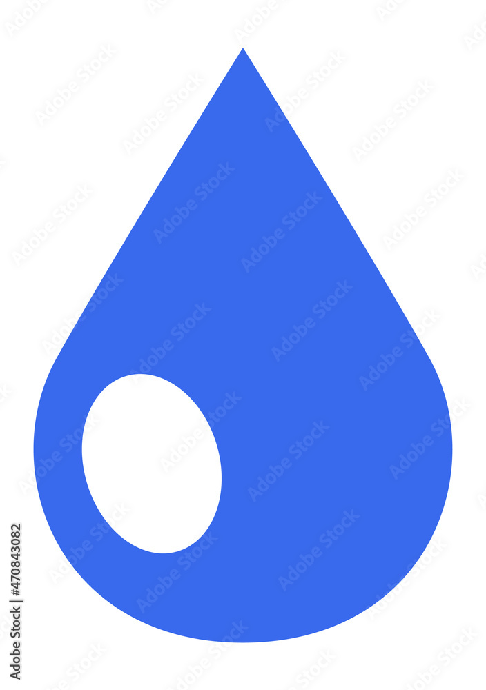Flat drop of blue liquid. Falling tear or raindrop Flat drop of blue liquid. Falling tear or raindrop