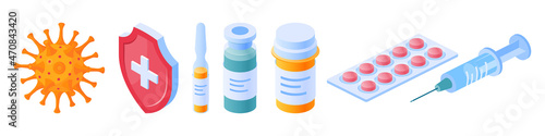 Immune system vector concept in isometric view