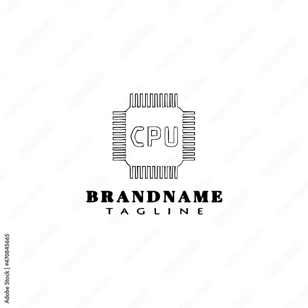 cpu chip logo cartoon icon design template black vector illustration cpu chip logo cartoon icon design template black vector illustration