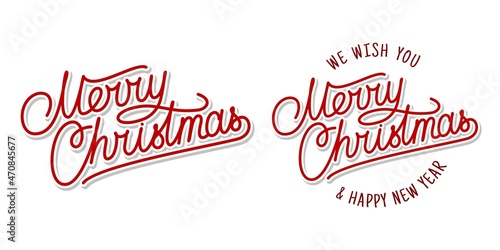 Two Variants Of Handwritten Merry Christmas Font Lettering Calligraphy Vector Illustration