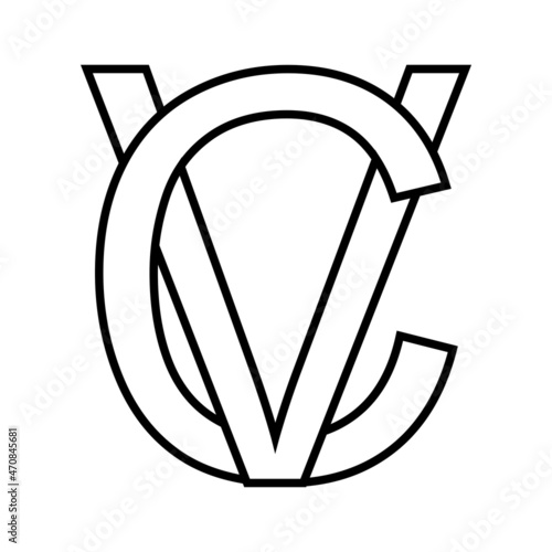 Logo sign vc cv, icon sign interlaced letters c v