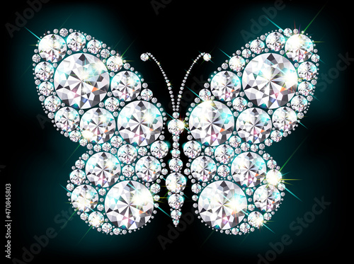 butterfly brooch from diamonds vector realistic eps 10