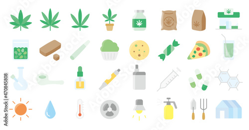 Cannabis product icon set
