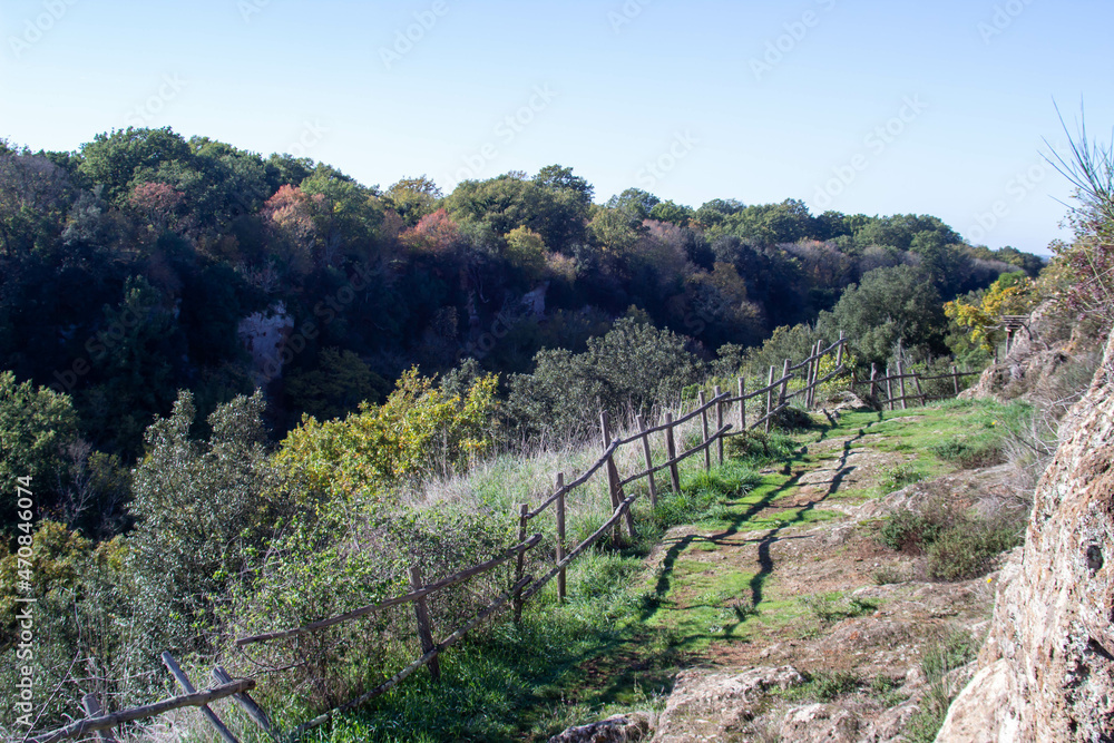 Nature trails in Marturanum Regional Park,is a protected natural area located in Barbarano Romano,Viterbo and hosts important archaeological remains from the Bronze Age - Roman era -Etruscan 