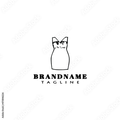cute dress logo cartoon template icon design black isolated vector illustration