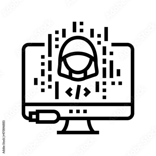 hacked software line icon vector. hacked software sign. isolated contour symbol black illustration