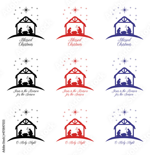 Christmas Nativity set silhouettes