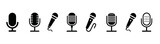 Microphone icon set. Different microphone collection. Media and Web icons in line style. 