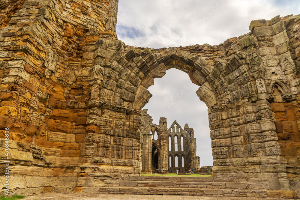 Ruins of Whitby Abbey, a 7th-century Christian monastery that later became a Benedictine abbey. 