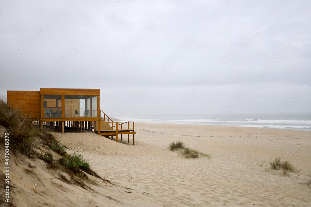 beach hut on the shore