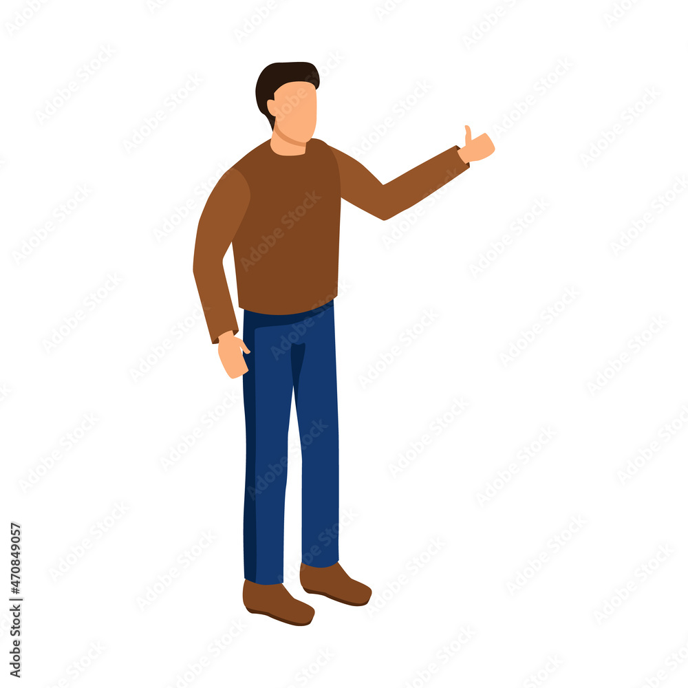 Isolated Graphic Man Illustration. Cut Out Human Object for Presentations. Vector illustration