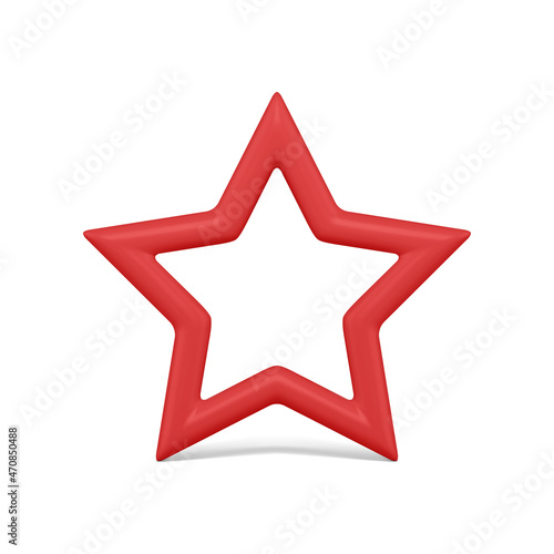 Bright traditional metallic red star shape Christmas tree decorative design 3d vector illustration