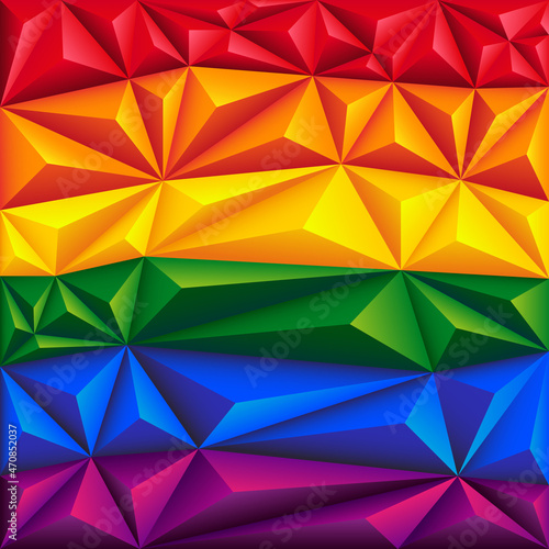 Abstract polygonal background in the form of colorful rainbow stripes of the LGBT flag. LGBT polygonal flag.
