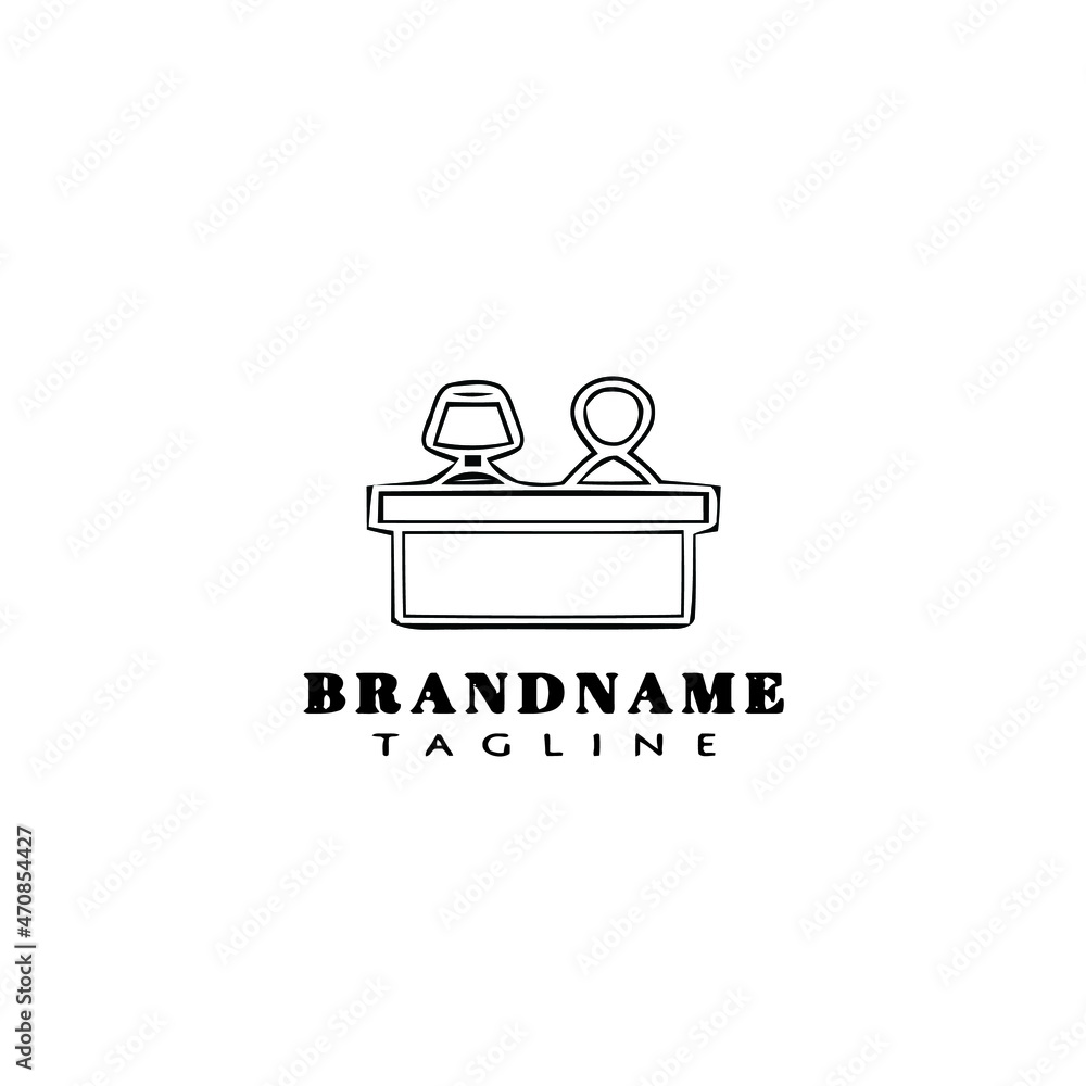 businessman and business woman with table logo cartoon design icon template black isolated vector illustration businessman and business woman with table logo cartoon design icon template black isolated vector illustration