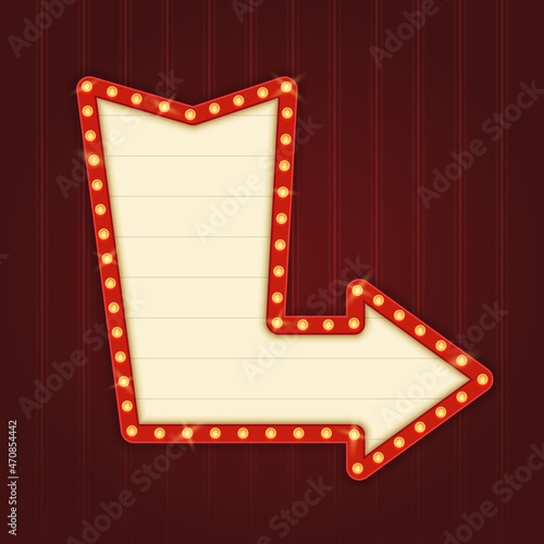 Retro Lightbox in Arrow Shape Template With Red Border