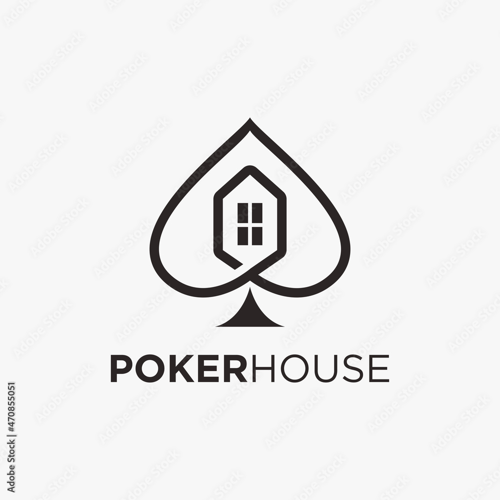 Abstract minimalist pikes spades poker house logo icon vector on white