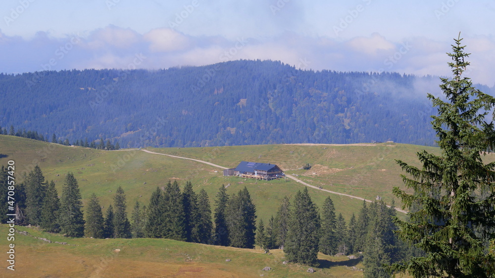 Fototapeta premium Blick zur Alpe Gund
