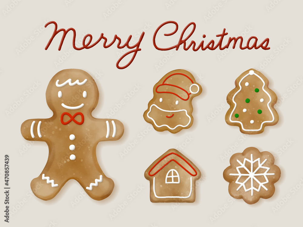 Cute gingerbread cookies set for Christmas and new year. Cute gingerbread cookies set for Christmas and new year.