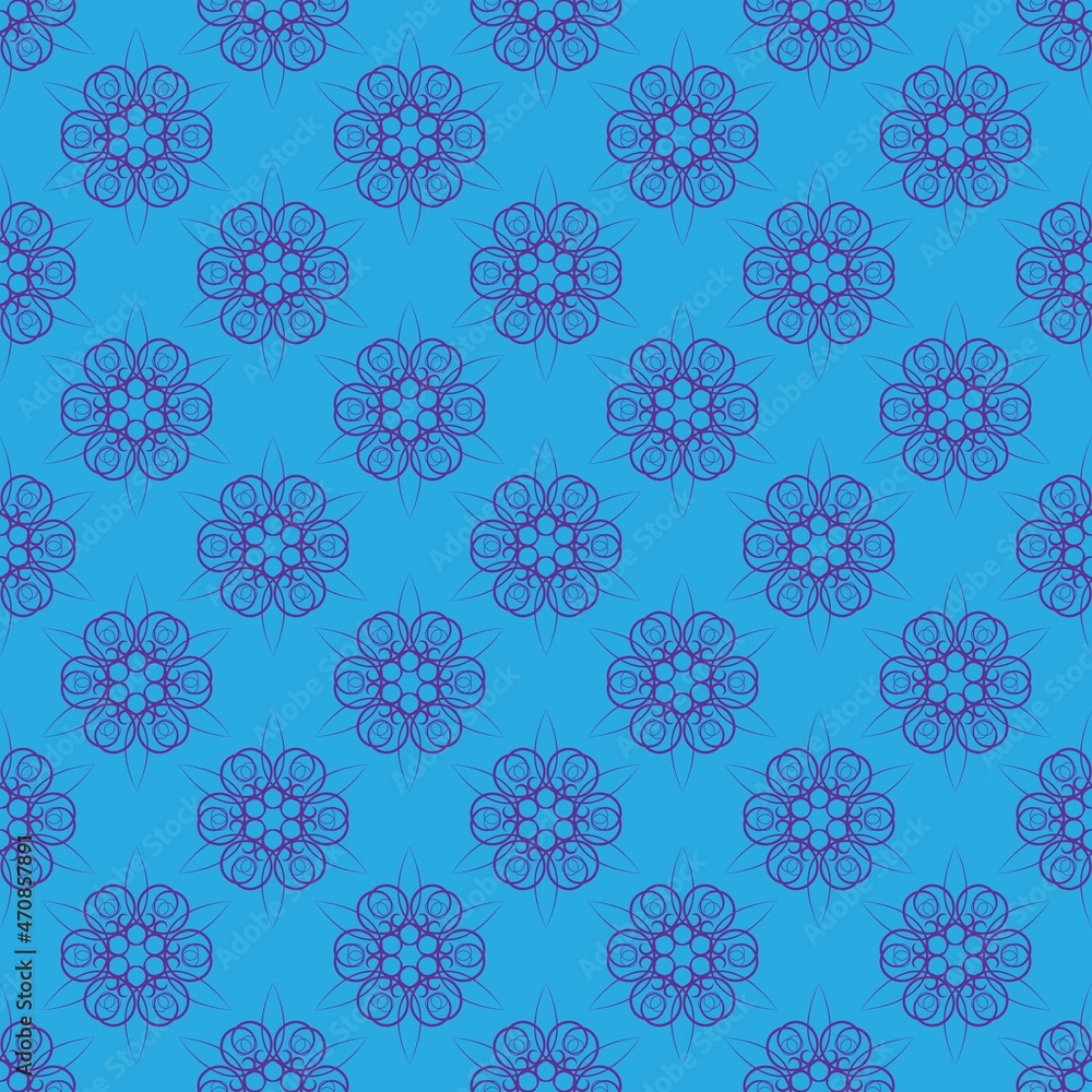 Abstract pattern with abstract flower on blue